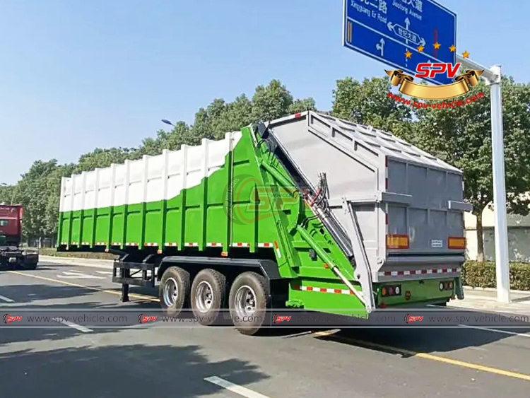SPV-Vehicle - Waste Compactor / Transfer Semitrailer - Left Bakc Side View